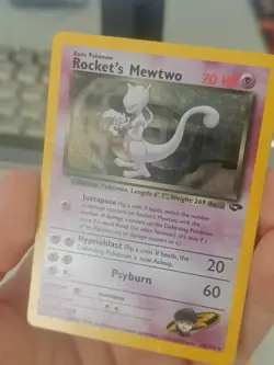 Rocket's Mewtwo 14/132 Holo Rare Gym Challenge Pokemon Unlimited Holo HP - Image 3