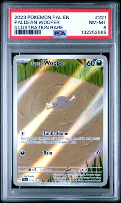 Paldean Wooper 221/193 Illustration Rare Paldea Evolved Pokemon PSA 8 - Image 1