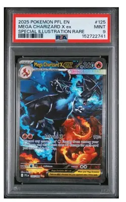 2025 POKEMON SPECIAL ILLUSTRATION RARE #125 MEGA CHARIZARD X EX PSA 9 - Image 1