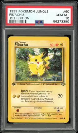 1999 POKEMON JUNGLE 1ST EDITION #60 PIKACHU PSA 10 - Image 1