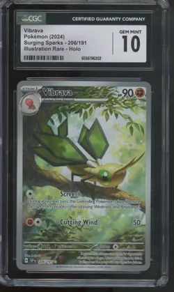 Pokemon TCG Vibrava 206/191 Surging Sparks Illustration Rare CGC 10 - Image 1