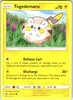 Togedemaru 53/149 Common SM Base Set Pokemon Near Mint - Image 1