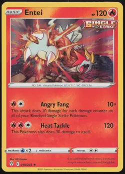 Entei 019/203 LP Evolving Skies Rare Holo Pokemon - Image 1