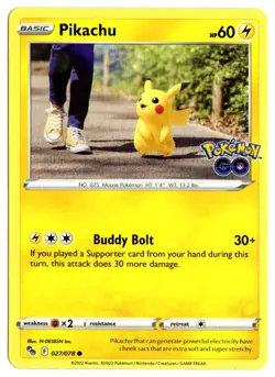 [0778] NEAR MINT Pokemon GO! 027/078 Pikachu - Image 1