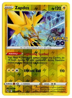 [0784] LIGHTLY PLAYED Pokemon GO! Reverse Holo 029/078 Zapdos - Image 1