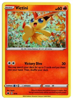 [0617] MODERATELY PLAYED Pokemon McDonald's 2022 Holo 5/15 Victini - Image 1