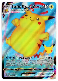 [0688] NEAR MINT Pokemon Celebrations 25th 009/025 Surfing Pikachu VMAX - Image 1