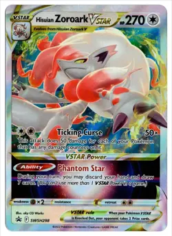 [0978] MODERATELY PLAYED Pokemon Black Star Promo SWSH298 Hisuian Zoroark V STAR - Image 1