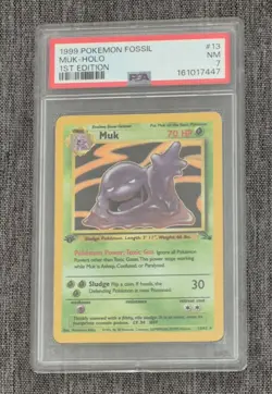1999 Pokemon Fossil 1st Edition Muk Holo #13 PSA 7 First Brand New Cert - Image 1