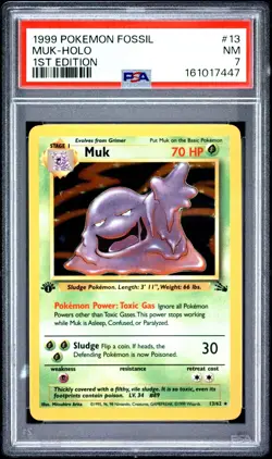 1999 Pokemon Fossil 1st Edition Muk Holo #13 PSA 7 First Brand New Cert - Image 3