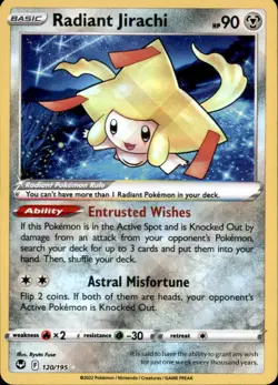 Radiant Jirachi 120/195 Radiant Rare Silver Tempest Pokemon Holo Near Mint - Image 1