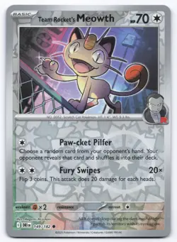 Pokemon TCG Team Rocket's Meowth 149/182 Reverse Holo Destined Rivals NM - Image 1