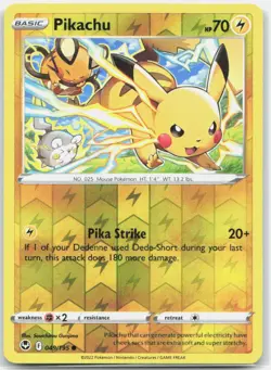 Pikachu 049/195 Common Silver Tempest Pokemon Reverse Holo Near Mint - Image 1