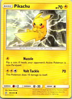 Pikachu 66/236 Cosmic Eclipse Pokemon TCG C NM - Image 1