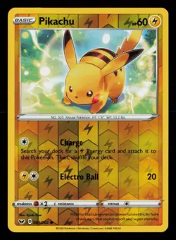 Pikachu 065/202 Common Sword & Shield Pokemon Reverse Holo Near Mint - Image 1