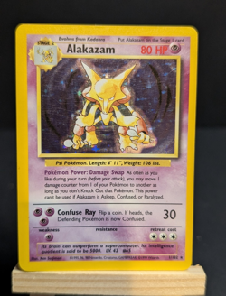 Pokemon TCG Alakazam 1/102 Base Set Holo Rare EN 1999 MP - Image 1