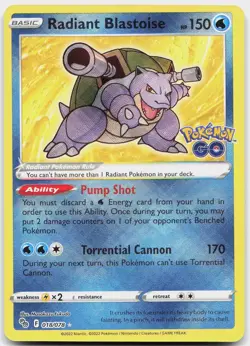 Radiant Blastoise 018/078 Radiant Rare Pokemon GO Pokemon Near Mint - Image 1