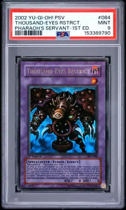 2002 YU-GI-OH! PSV-PHARAOH'S SERVANT 1ST EDITION THOUSAND-EYES RESTRICT PSA 9 - Image 1