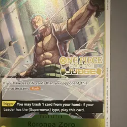 One Piece Roronoa Zoro OP10-113 (Judge Pack Vol. 6) Judge Stamp Promo NM Read - Image 3