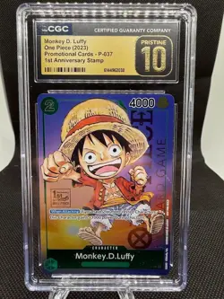 CGC Pristine 10 One Piece P-037 Monkey D Luffy 1st Anniversary Tourney Promo - Image 1