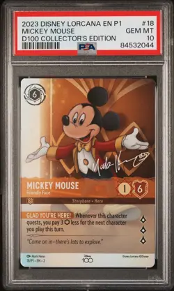MICKEY MOUSE 2023 DISNEY LORCANA D100 COLLECTOR'S EDITION EN P1-PROMO #18 PSA 10 - Image 1