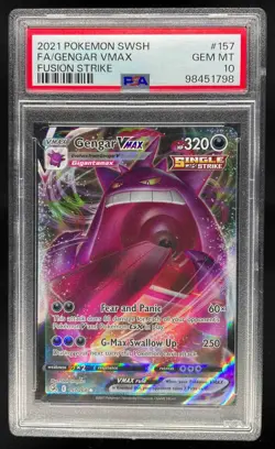 2021 Pokemon SW&SH Fusion Strike Gengar VMax Full Art PSA 10 Gem Mint #157/264 - Image 1