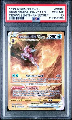 Pokemon Origin Forme Palkia VSTAR Crown Zenith Secret Rare Full Art #GG67 PSA 10 - Image 1