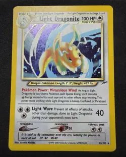 Pokemon TCG Light Dragonite 14/105 Stage 2 100 HP Holo Rare English - Image 1
