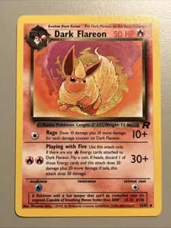 Dark Flareon 35/82 Team Rocket Pokemon Card WOTC Vintage Non Holo LP - Image 1