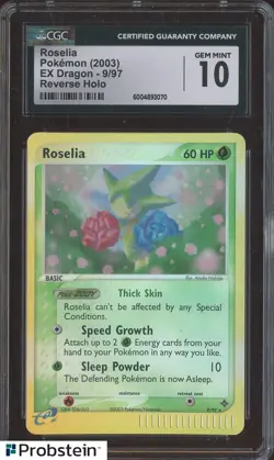 2003 Pokemon Ex Dragon #9/97 Roselia Reverse Holo CGC 10 GEM MINT - Image 1