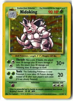 1999 Nidoking ⭐ 11/102 Holo Rare Base Set WOTC Vintage Unlimited Pokemon MP - Image 1