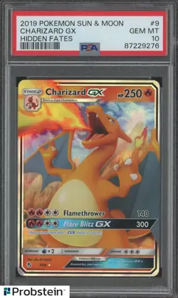 2019 Pokemon S & M Hidden Fates #9 Charizard Gx PSA 10 GEM MINT - Image 1