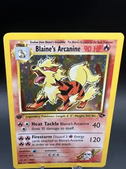 1st Edition Blaine's Arcanine 1/132 Holo Rare WOTC 2000 Pokemon Gym Challenge LP - Image 4