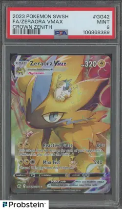 2023 Pokemon SWSH Crown Zenith #GG42 Zeraora Vmax Fa PSA 9 MINT - Image 1