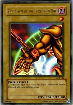 Right Arm of the Forbidden One LOB-122 2002 Original Ultra Rare Unlimited Yugioh - Image 1