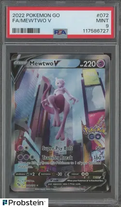 2022 Pokemon Go Mewtwo V FA #072 PSA 9 MINT - Image 1