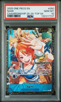 2025 ONE PIECE PROMOS CHAMPIONSHIP 25-26-TOP 64 #050 NAMI PSA 10 - Image 1