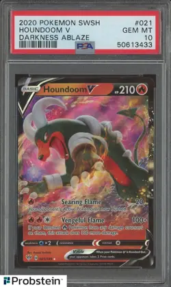 2020 Pokemon SWSH Darkness Ablaze #021 Houdoom V PSA 10 GEM MINT - Image 1