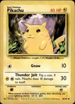 PIKACHU - 58/102 - Base Set - Pokemon Card - HP - Image 1