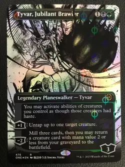 MTG ONE #476 Tyvar, Jubilant Brawler (Borderless) Step-and-Compleat Foil NM - Image 1