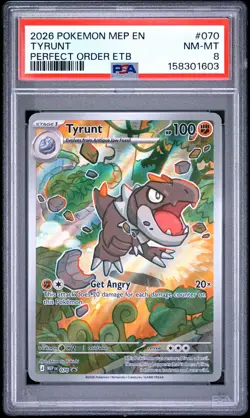 2026 Pokemon Mep En-Me Black Star Promo #070 Tyrunt Perfect Order Etb PSA 8 - Image 1