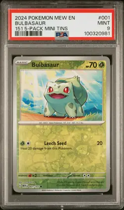2024 POKEMON MEW EN-151 151 5-PACK MINI TINS #001 BULBASAUR PSA 9 - Image 1