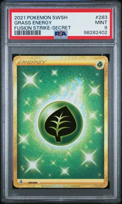 2021 POKEMON SWORD & SHIELD FUSION STRIKE SECRET #283 GRASS ENERGY PSA 9 - Image 1