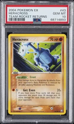 2004 POKEMON EX TEAM ROCKET RETURNS #43 HERACROSS PSA 10 - Image 1