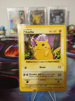 Pikachu (Red Cheeks) 58/102 Common Base Set Shadowless Pokemon Unlimited LP - Image 1