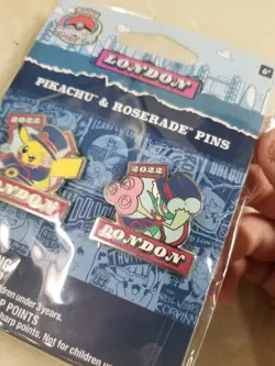 Pikachu & Roserade Pins London 2022 World Championships Pokemon Center Exclusive - Image 2
