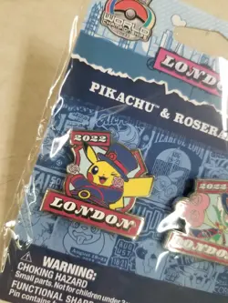 Pikachu & Roserade Pins London 2022 World Championships Pokemon Center Exclusive - Image 3