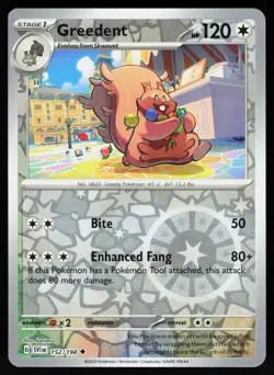 Greedent 152/198 Uncommon Scarlet & Violet Pokemon Reverse Holo NM - Image 1