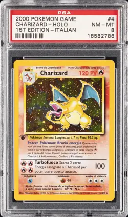 2000 POKEMON GAME 1ST EDITION-ITALIAN #4 CHARIZARD-HOLO PSA 8 - Image 1