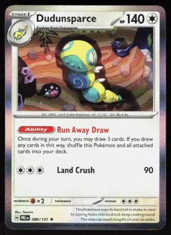 Dudunsparce 080/131 Holo Rare SV: Prismatic Evolutions Pokemon Holo NM - Image 1